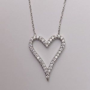 💖925 Silver necklace heart love cz stones